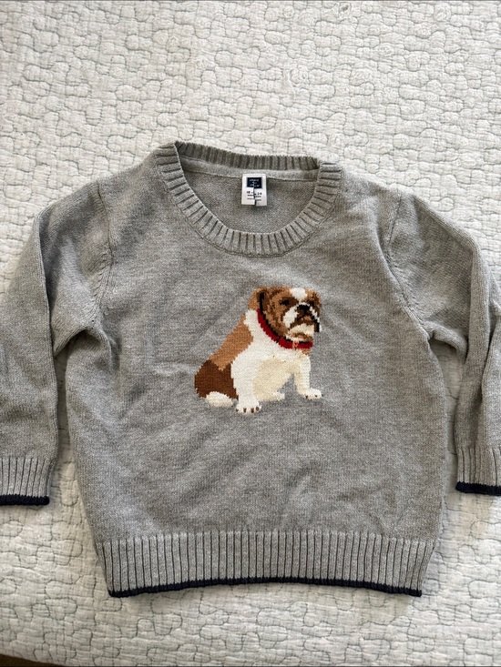 Janie and Jack Other - Janie & Jack Boys Grey Bulldog Crewneck Sweater